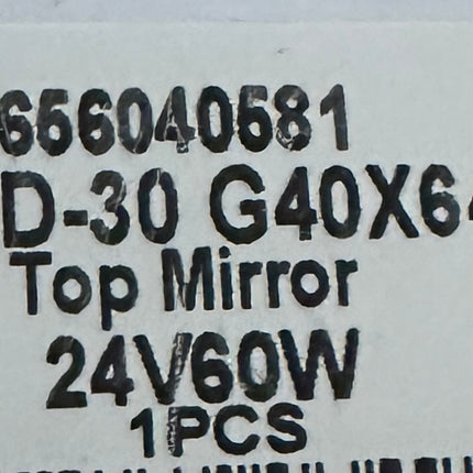 Technical label with specifications on a white background